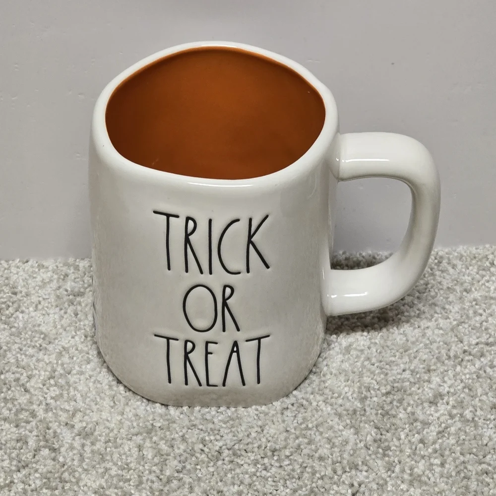 Rae Dunn double‎ sided TRICK OR TREAT pumpkin Halloween mug